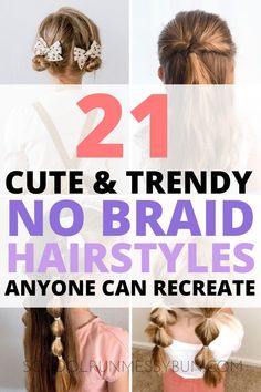 Cant braid? No worries, there's still tons of cute no braid hairstyle for kids that you can try out! Hairstyle Ideas For Kids, Hairstyle Ideas For School, Braid Hairstyle Ideas, Fast Braids, Kids School Hairstyles, Easy Braided Updo, Hairstyle For Kids, Kids Hairstyles For Wedding, Short Hair For Kids