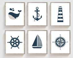 four different types of nautical wall art