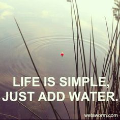 a red ball floating on top of a lake next to tall grass