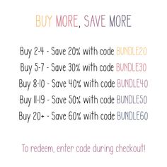 a white background with text that says buy more, save more