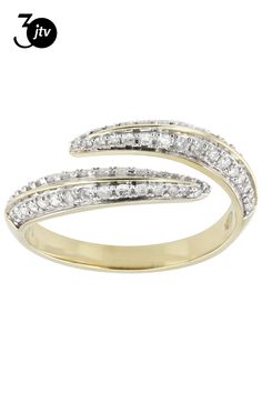 Park Avenue Collection�� 0.50ctw round white diamond, 14k yellow gold bypass rings. White rhodium enhanced prongs and setting around the white diamonds. Measure approximately 13/16"L x 1/16"W. Bypass Rings, Bypass Ring, Park Avenue, White Diamonds, White Diamond, Diamond White, The White, Diamonds, Yellow Gold