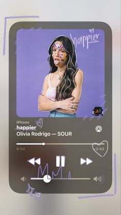 an app with a woman's face and music player on the screen, showing her profile