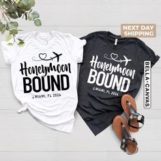 two shirts that say honeymoon bound and honeymoon bound