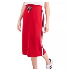 Nwt Tommy Hilfiger Casual Pull On Elastic Waist Midi Pencil Skirt In Red Size S. Size Approximately 30 Length X 14 Waist. Casual Red Midi Skirt, Red Casual Midi Skirt, Tommy Hilfiger Mini Skirt For Spring, Tommy Hilfiger Spring Mini Skirt, Casual Denim Pencil Skirt, Casual Red Knee-length Pencil Skirt, Casual Knee-length Pencil Skirt, Casual Red Pencil Skirt For Work, Casual Red Pencil Skirt