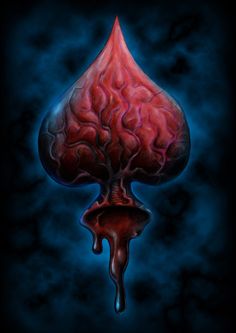 a painting of a blood drop on a black background