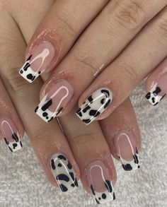 Manicured Nails, Country Nails, Cow Nails, Girly Acrylic Nails, Simple Acrylic Nails