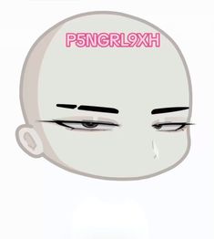 the face of a person with pink lettering on it's forehead and eyebrows, which reads psngrloxh