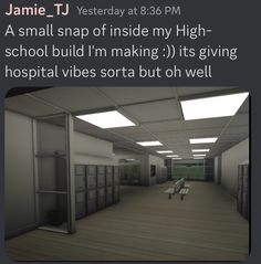 the inside of a hospital room is shown with text that reads, jamie - tj