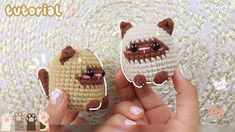 two small crocheted animals sitting next to each other