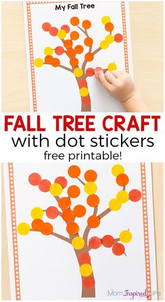 an easy fall tree craft with dot stickers for kids to make it looks like they are