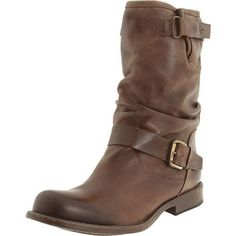 Eric Michael Womens Laguna Boots Size: 5-5.5.  Color: Brown. Harness Style, Automotive Apparel, Motorcycle Leather, Motorcycle Gear, Leather Boot, Motorcycle Boots, Stacked Heel, Car Tires, Leather Boots