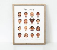 Emotions Chart, Feelings Poster, Wall Art Classroom, Feelings Chart, Homeschool Decor, Classroom Art, Playroom Wall Art, Playroom Wall