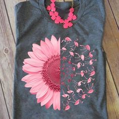 Sunflower T Shirt, Flamingo Fashion, Flamingo Jewelry, Geeky Clothes, Fancy Flamingo, Flamingo Theme, Flamingo Decor, Flamingo Shirt