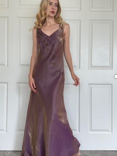 DETAILS: 90s iridescent purple/golden beaded gown, evening dress. Zipper closure. BRAND: Alex evenings  SIZE ON LABEL: Size 6 bust 36" waist 30" CONDITION: Very good condition  CONTENT: Rayon, polyester MORE INFORMATION: For the reference: model 5'8", size xs.  The dress is pinned in the model. 30"A/25"/35" *all items will be washed/cleaned before shipping. *all items are vintage and natural signs of wear should be expected. All major flaws will be described and photographed. *tag us on Instagra 90s Formal Dress, Vintage Evening Dress, Iridescent Purple, Alex Evenings, Beaded Gown, Dress Zipper, Style Expert, Ball Dresses, Dress Clothes For Women