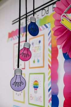 bright classroom decor, rainbow classroom, classroom inspiration Bright Rainbow Classroom, School Wide Themes, Teacher Material, Classroom Decor Themes, Light Crafts