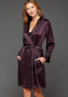 The Splendid Silk Short Robe | Julianna Rae Sleepwear For Women, Luxury Sleepwear, Silk Nightwear, Silk Chemise, Silk Nightgown, Silk Sleepwear, Silk Dress Long, Satin Lingerie, Silk Lingerie