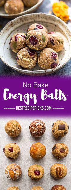 no bake energy balls recipe with text overlay