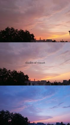 three different shots of the sky at sunset