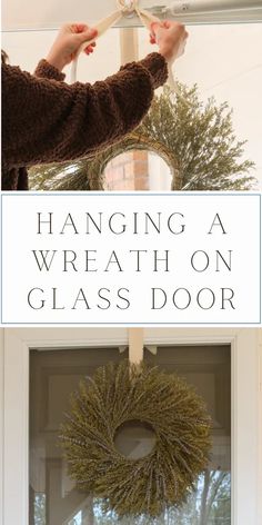 hanging a wreath on the glass door is an easy and cheap way to decorate your front door