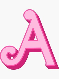 the letter a is pink and has swirly lines on its sides, as well as an