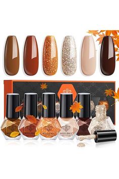 Amazon.com : Fall nail colors Types Of Nails, Black Nails, Winter Nails, Glitter Nails, Spring Nails, Nail Care