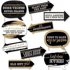 black and gold party photo booth props