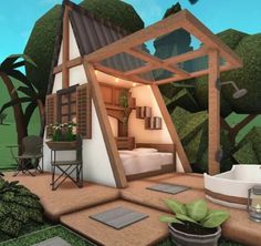 Bloxburg Cottage, Preppy House, Garden Cabins, Bloxburg House Ideas 1 Story, Bloxburg House Ideas Layout, Bloxburg House Ideas 2 Floor, Bangunan Minecraft