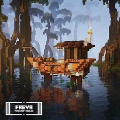 Minecraft Swamp, Swamp Boat, Minecraft Circles, Japanese Village, Minecraft Plans, Minecraft Construction, Amazing Minecraft