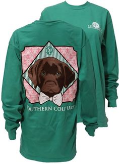 Southern Couture Preppy Lab Dog Bow Comfort Colors Grass Long Sleeve Girlie Bright T Shirt Lab Dog, Lab Dogs, Girlie Style, Lazy Day Outfits, Dog Bows, Comfort Colors Tee