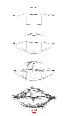 the steps to draw lips with different angles and shapes for each individual's face