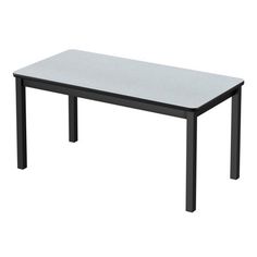 a white table with black legs and a gray top on an isolated white background,