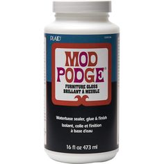 a bottle of mod podge furniture glue