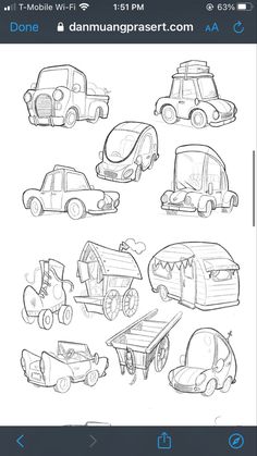 an image of some cars and trucks drawn by hand on the screen, with text below it