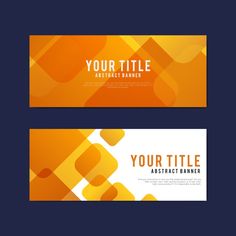 two abstract banners with different shapes and colors, one in orange and the other in yellow