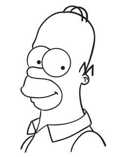 the simpsons face is shown in this black and white drawing, it looks like he's looking at something