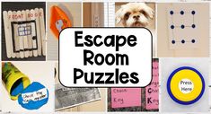 there is a collage of pictures with the words escape room puzzles