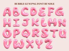 bubble gum font and lowercase letters with clippings on the upper part of each letter