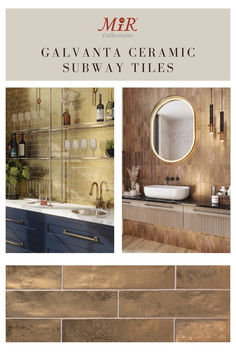 the front and back cover of a catalog for ceramic tile, including two sinks and a mirror