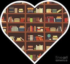 a heart shaped book shelf filled with books