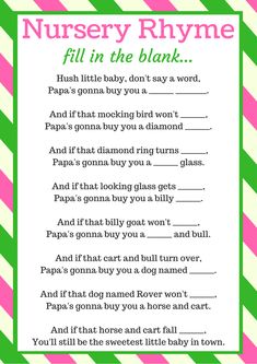 a printable poem for nursery rhyme with the words fill in the blank