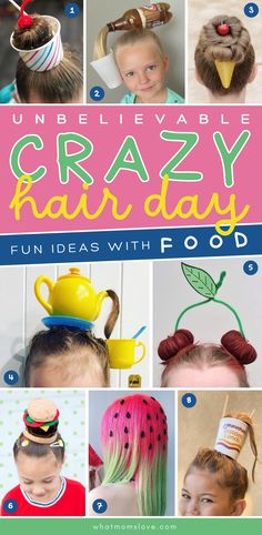 Easy Last Minute Hairstyles, Last Minute Hairstyles, Crazy Hair For Kids, Crazy Hair Day Ideas, School Spirit Days, Spirit Day, Wacky Hair Day, Wacky Hair Days, Going Out Hairstyles