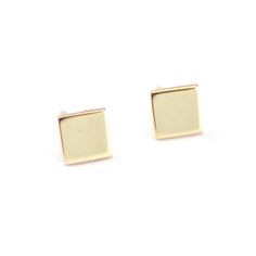 Square Studs Minimal Gold, Square Stud, Recycled Gold, Gold Studs, Solid Gold, Cufflinks, Stud Earrings, Square, Unique Jewelry