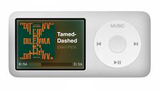 an mp3 player with the words tamed - dished on it's screen