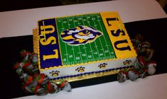 a football field cake on top of a table