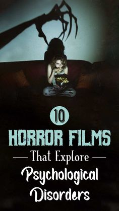 an advertisement for horror films with a woman eating