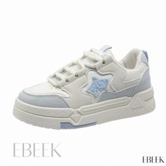 Ebeek - Trendy and Popular Sports Platform Sneakers with Thick Soles Bread Design, Painted Canvas Shoes, Popular Sports, Casual Flat Shoes, Casual Flats, Spring Shoes, Platform Sneakers, White Shoes, Blue Shoes