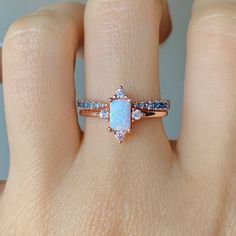 Sia Opal Ring Set London Blue Topaz Ring Sterling Silver Minimalist 14K Rose Gold Filled Anniversary November Birthstone Diamond Engagement Engaged Rings, Blue Topaz Ring Sterling Silver, Ring Stacks, Rose Gold Ring Set, Dainty Engagement, Dainty Engagement Rings, Blue Topaz Engagement Ring, Timeless Ring, London Blue Topaz Ring