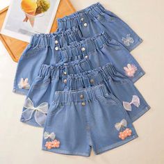 New Summer Children's Shorts Jeans Girls Solid Color Jeans Casual Loose  Kids Pants Clothes Fashion Shorts For Girls, White Butterfly, Short En Jean, Kids Shorts, Brunei, Haiti, Summer Wear, Jeans Shorts, Guatemala