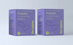 two purple boxes with the same label on them, one is labeled probioticc