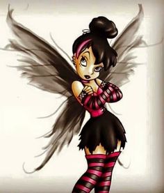 Tinkerbell Wallpaper, Tinkerbell Pictures, Goth Disney, Walt Disney Princesses, Disney Princess Tattoo, Tinkerbell And Friends, Tinkerbell Disney, Punk Disney